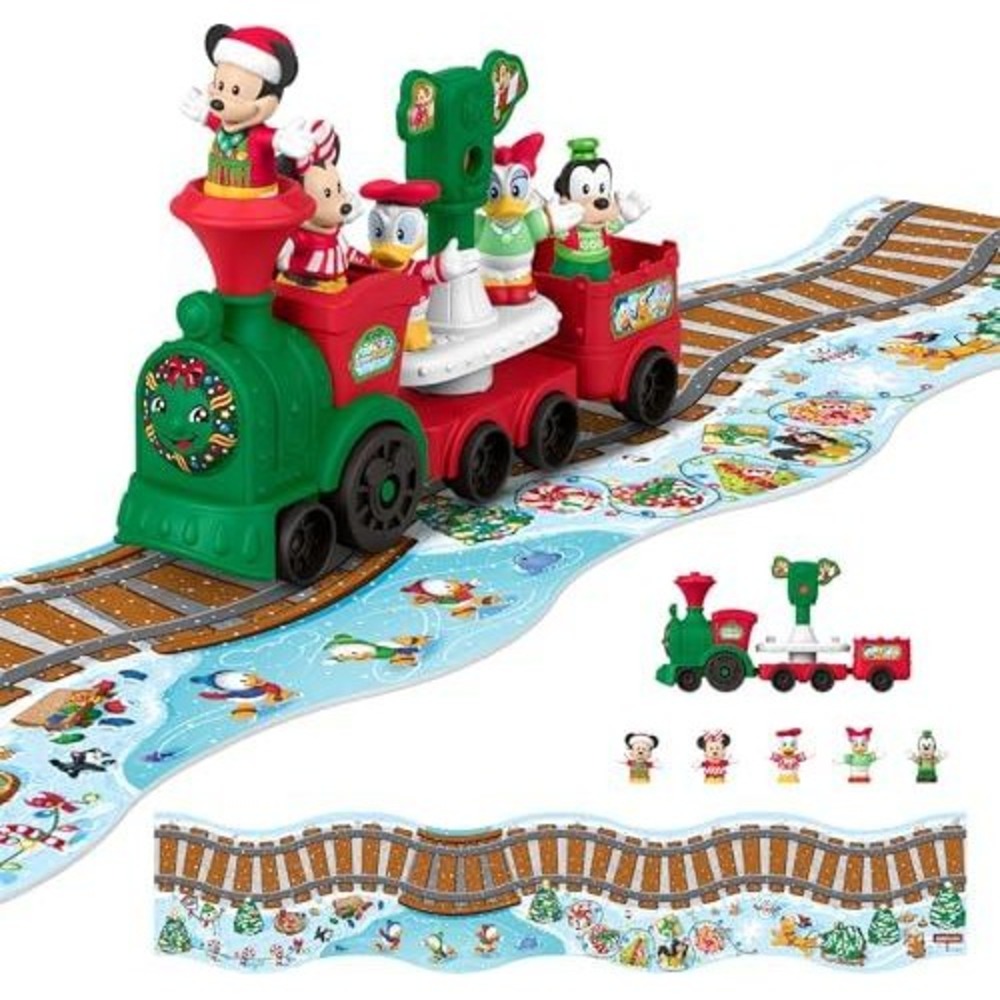 Fisher-Price Disney Mickey & Friends Christmas Train Little People Playmat HTF